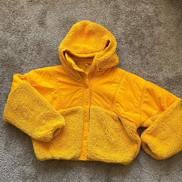 FP Movement Free People Adventure Awaits Sherpa Fleece Jacket Bright Yellow - Picture 5 of 12